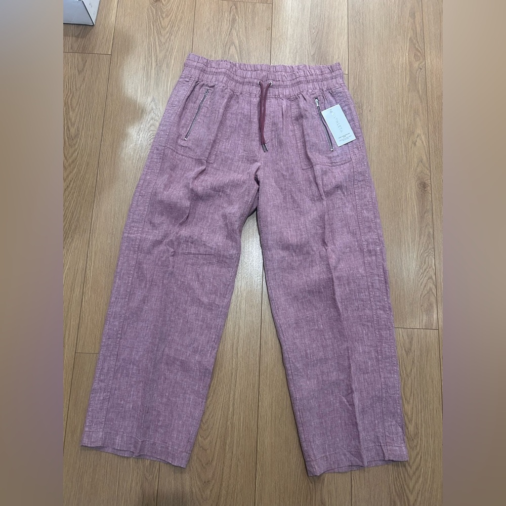Athleta Linen Pants Cabo Retreat Wide Leg Size 18 New Red Pink Boho NWT Beach